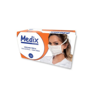 Máscara Cirúrgica Descartável Tripla com Elástico - Cx C/ 50 Un - Medix